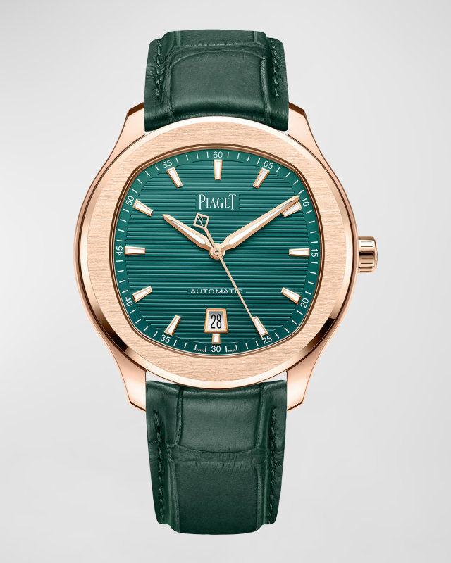 Polo Date 42mm 18K Rose Gold & Alligator Strap Watch